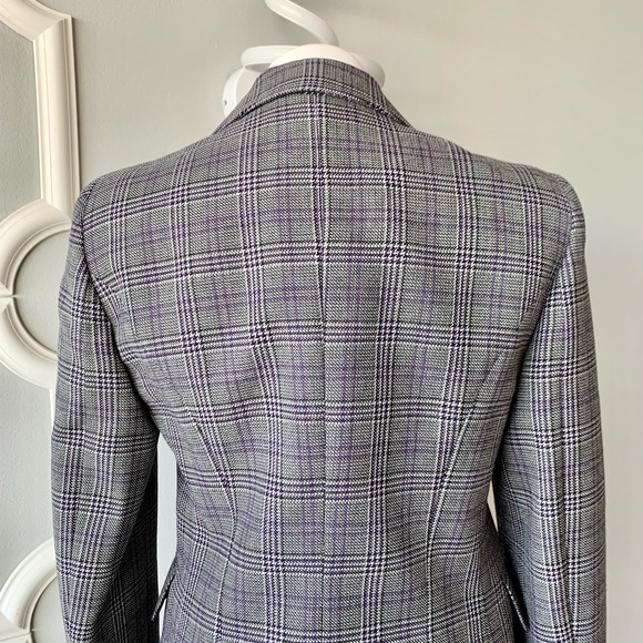 Michael Kors Collection Glen Plaid Wool Blazer Gray Size 8 - Picture 10 of 13